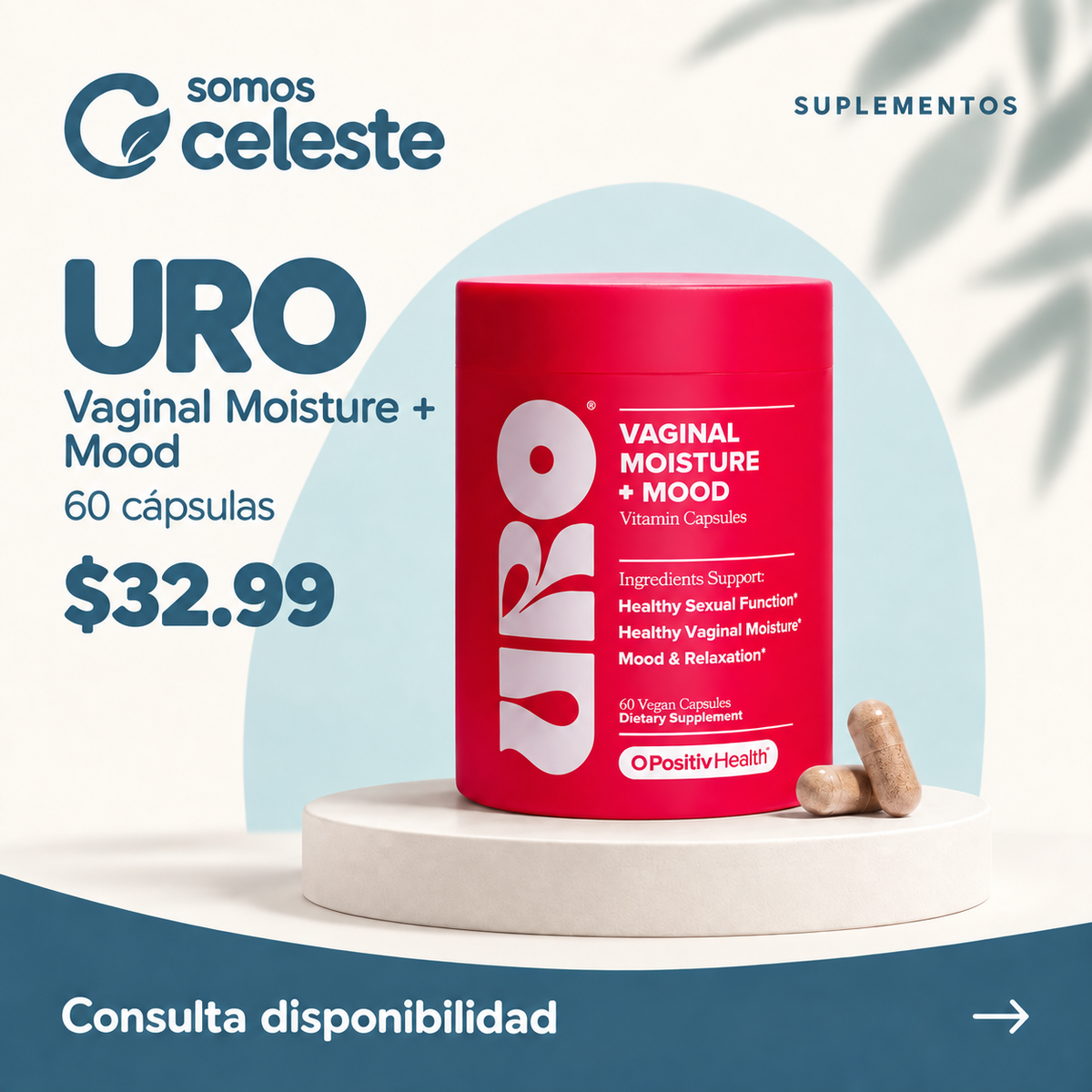 URO Vaginal Moisture + Mood — 60 cápsulas